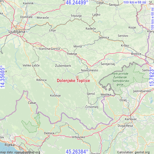 Dolenjske Toplice on map