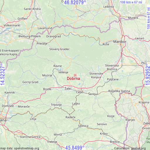 Dobrna on map