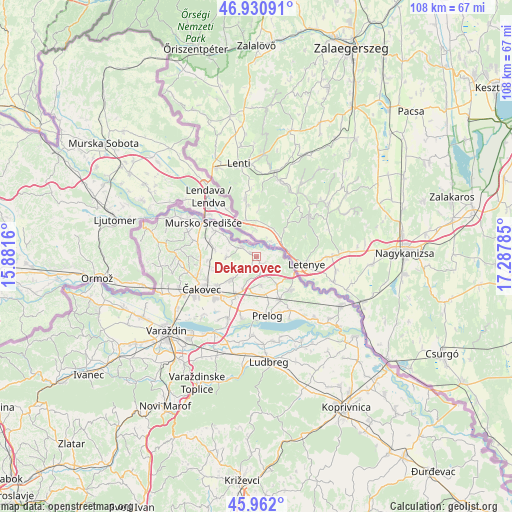 Dekanovec on map