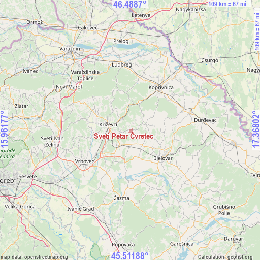 Sveti Petar Čvrstec on map