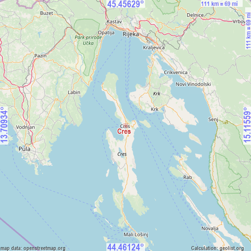 Cres on map