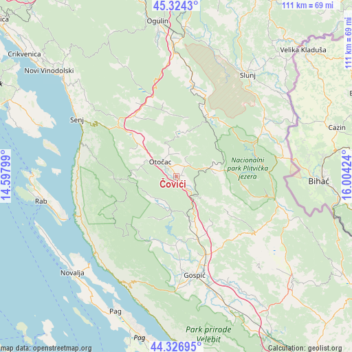 Čovići on map