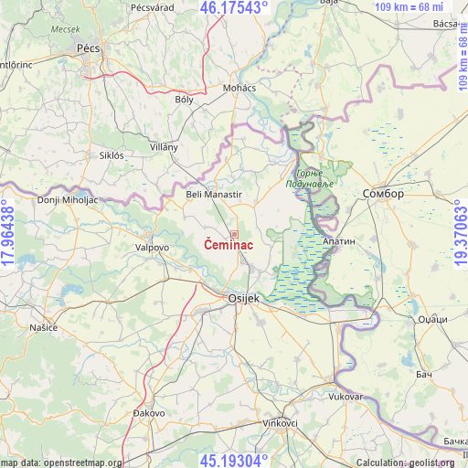 Čeminac on map