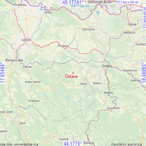 Čečava on map