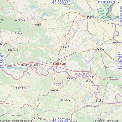 Čajkovci on map