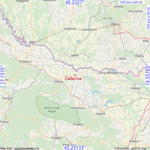 Čađavica on map