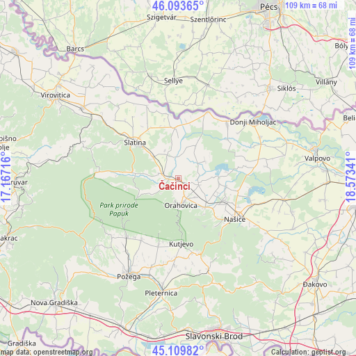 Čačinci on map