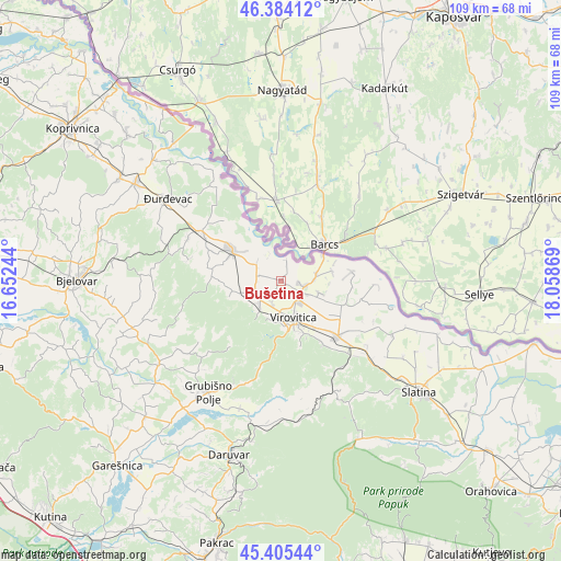 Bušetina on map