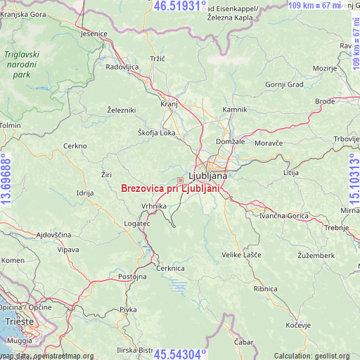 Brezovica pri Ljubljani on map