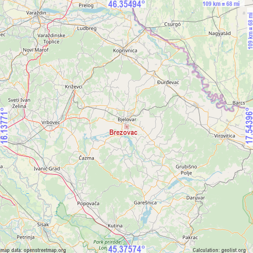 Brezovac on map
