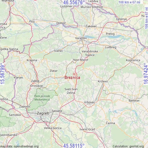 Breznica on map