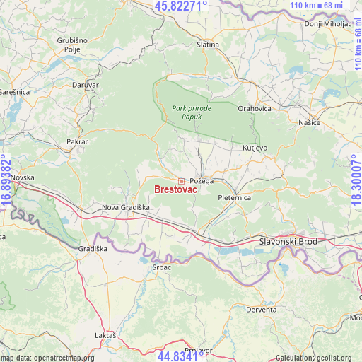 Brestovac on map