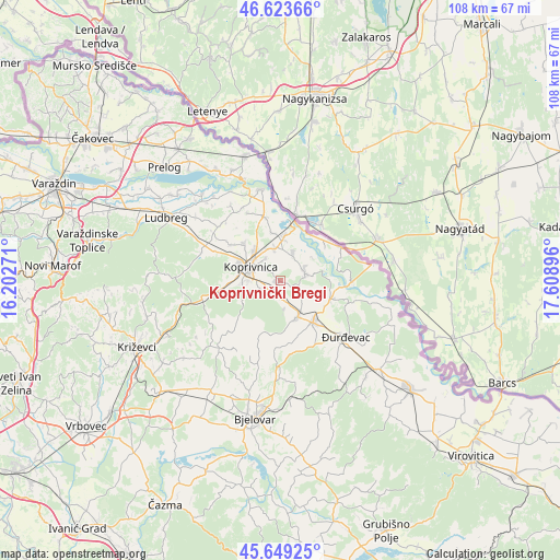 Koprivnički Bregi on map