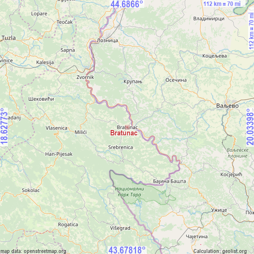 Bratunac on map