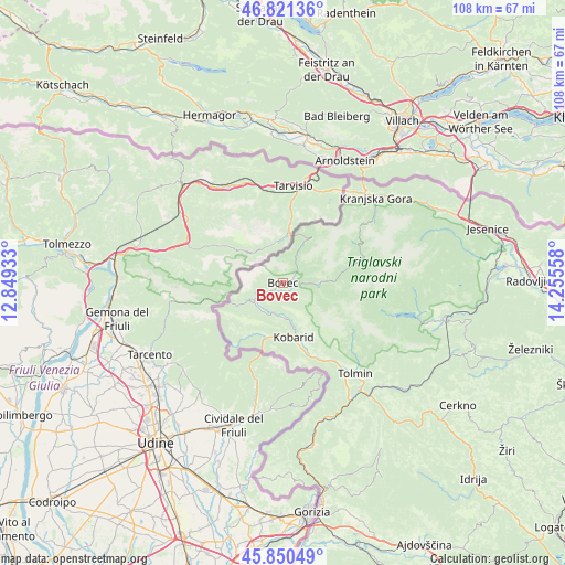 Bovec on map