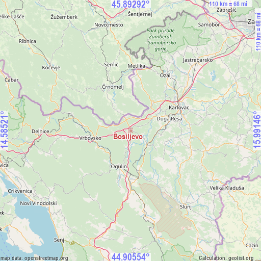 Bosiljevo on map