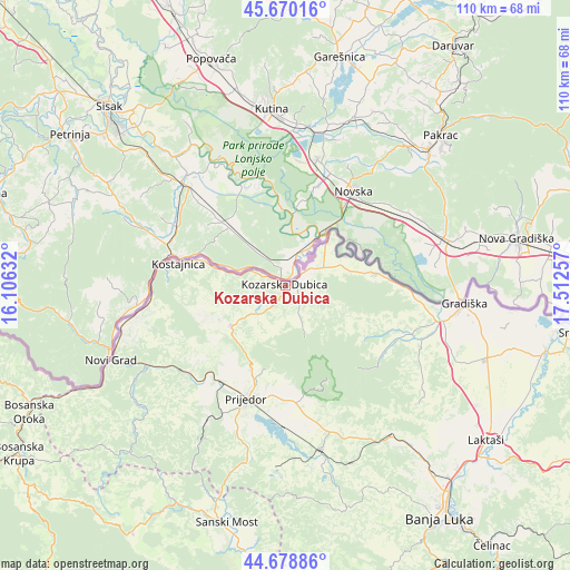 Kozarska Dubica on map