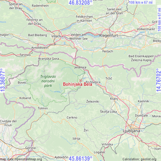 Bohinjska Bela on map