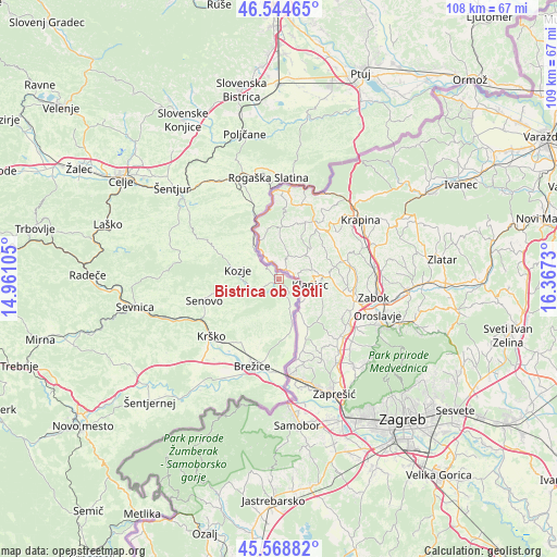 Bistrica ob Sotli on map