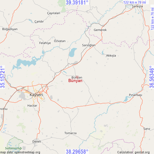 Bünyan on map