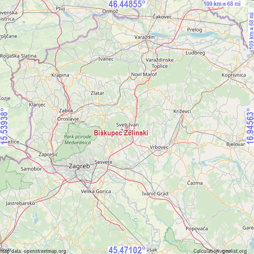 Biškupec Zelinski on map