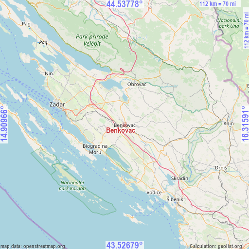 Benkovac on map