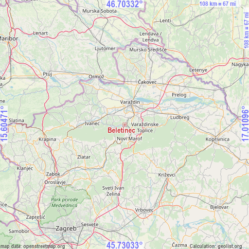 Beletinec on map
