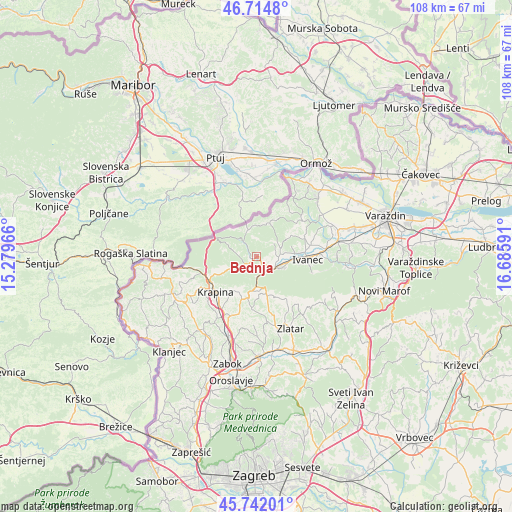 Bednja on map