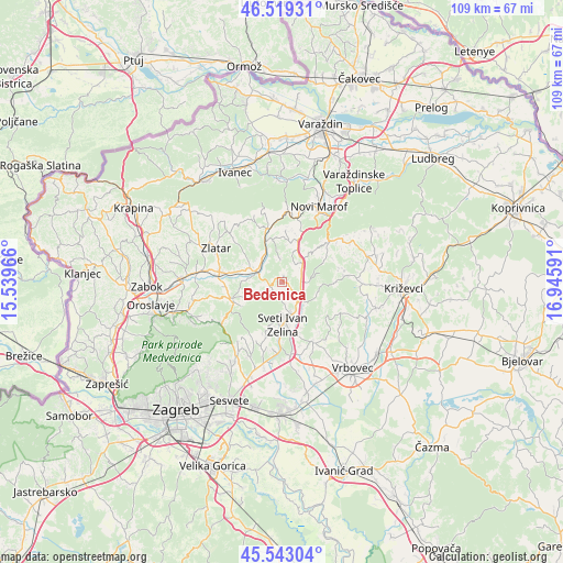 Bedenica on map