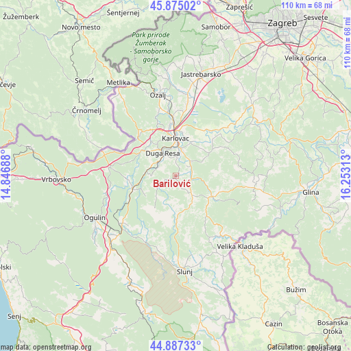 Barilović on map