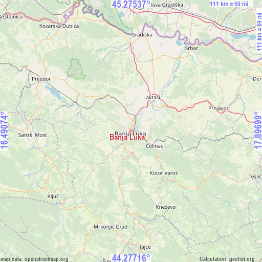 Banja Luka on map