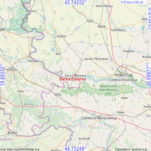 Bačka Palanka on map