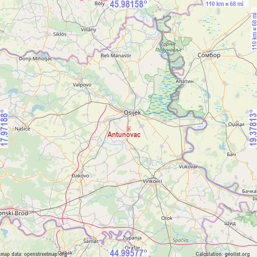 Antunovac on map
