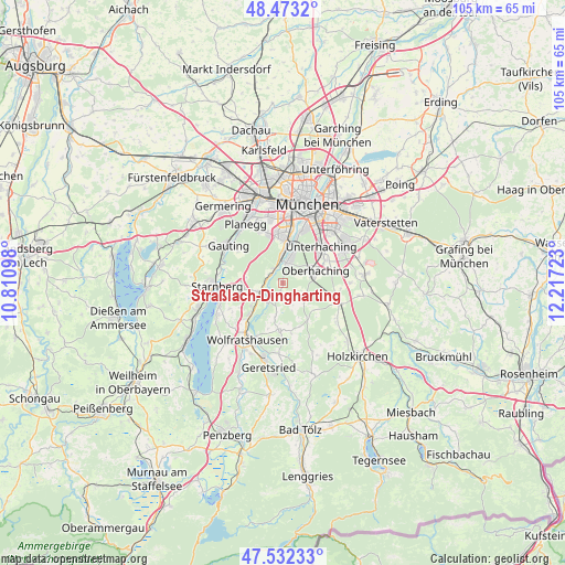 Straßlach-Dingharting on map
