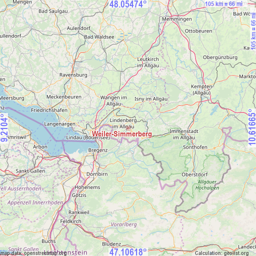 Weiler-Simmerberg on map