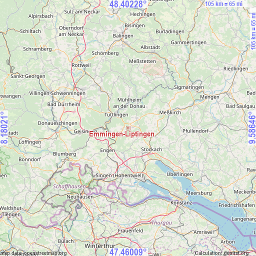 Emmingen-Liptingen on map