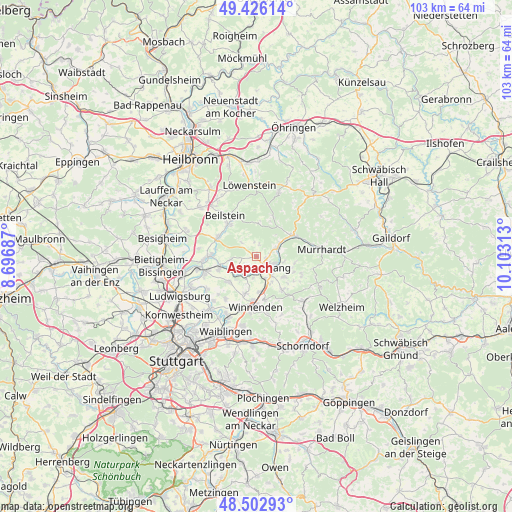 Aspach on map