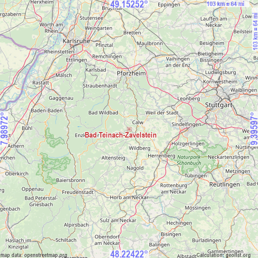 Bad Teinach-Zavelstein on map