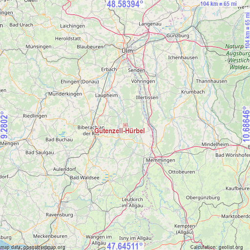 Gutenzell-Hürbel on map