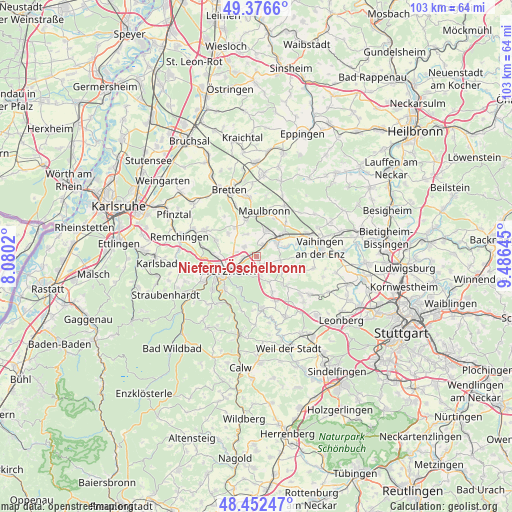 Niefern-Öschelbronn on map