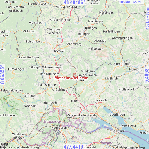 Rietheim-Weilheim on map
