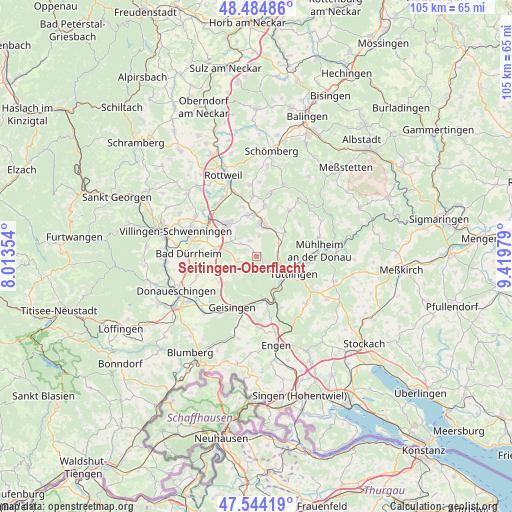 Seitingen-Oberflacht on map