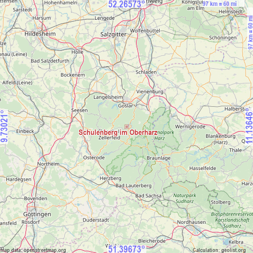 Schulenberg im Oberharz on map