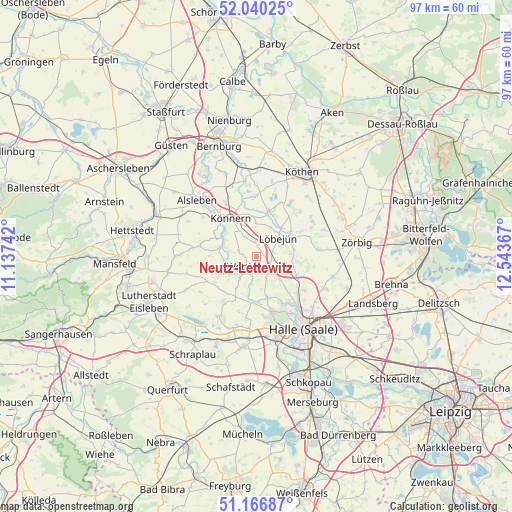 Neutz-Lettewitz on map
