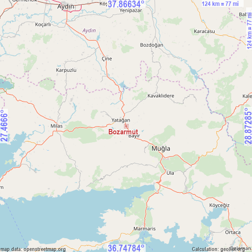 Bozarmut on map