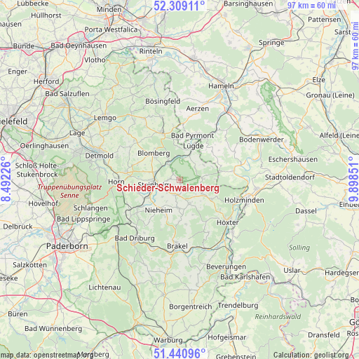 Schieder-Schwalenberg on map