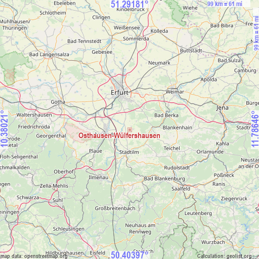 Osthausen-Wülfershausen on map