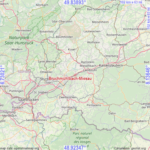 Bruchmühlbach-Miesau on map