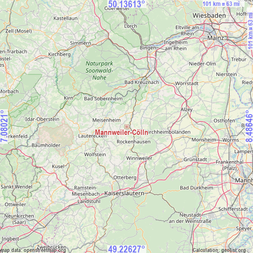 Mannweiler-Cölln on map