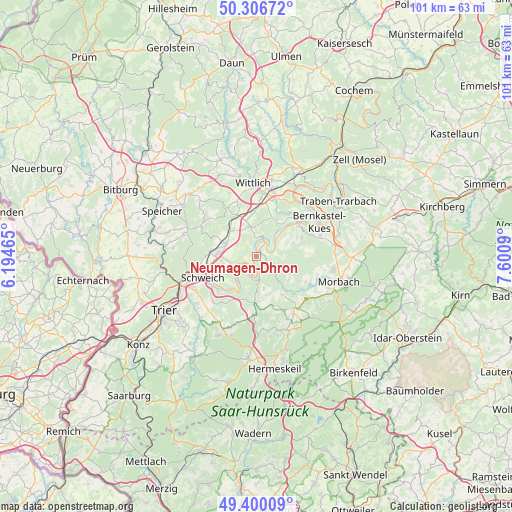 Neumagen-Dhron on map